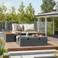 thumbnail image 6 of Devoko Outdoor Daybed Set Multifunctional Patio Day Bed Rattan Lounge Bed with 2 Side Tables for Backyard Porch Poolside Lawn Beach (Beige White), 6 of 7