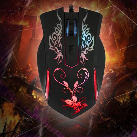 6 Button Lcd - Adjustable 2400DPI 6 Buttons Optical USB Wired Gaming Game Mouse LED for PC Laptop