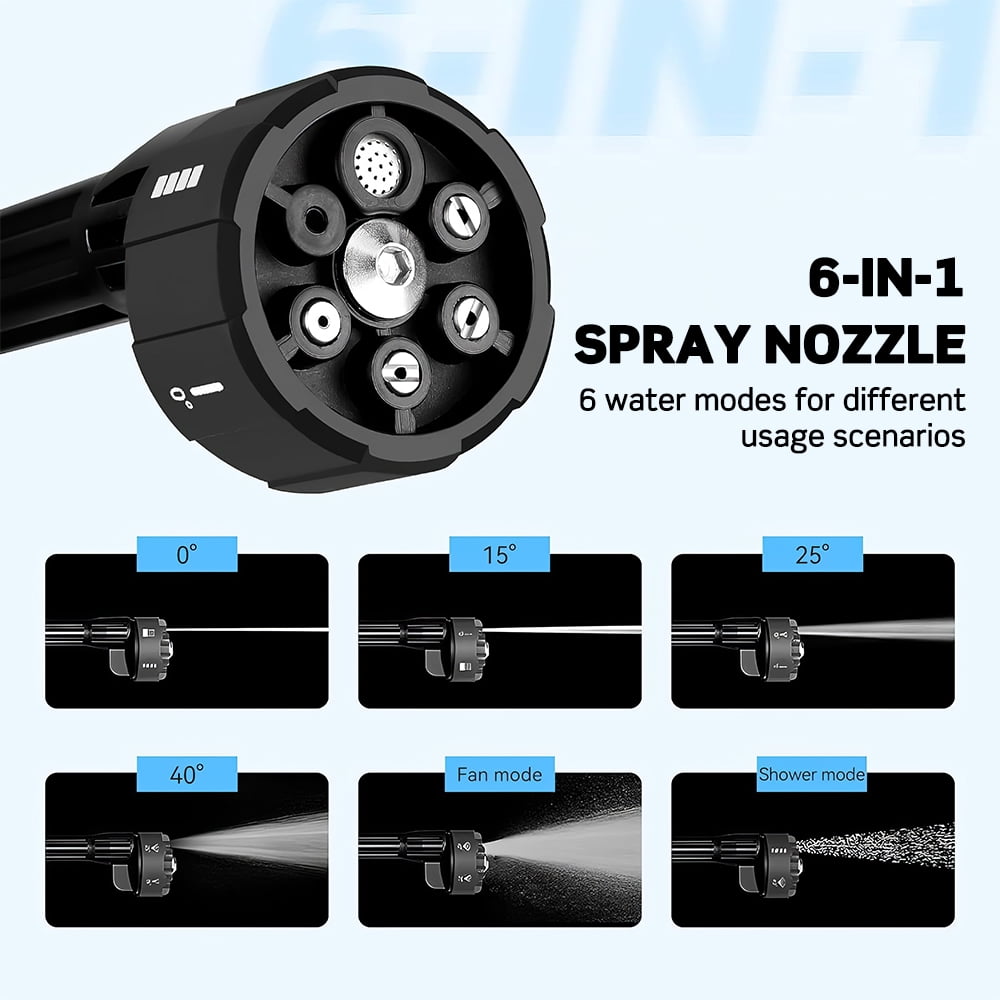 Vtin Portable Cordless Pressure Washer Electric Power Jet Water Wash Cleaner with Rechargeable 6-in-1 Nozzle Compatible with Makita Battery Car Washer Gun
