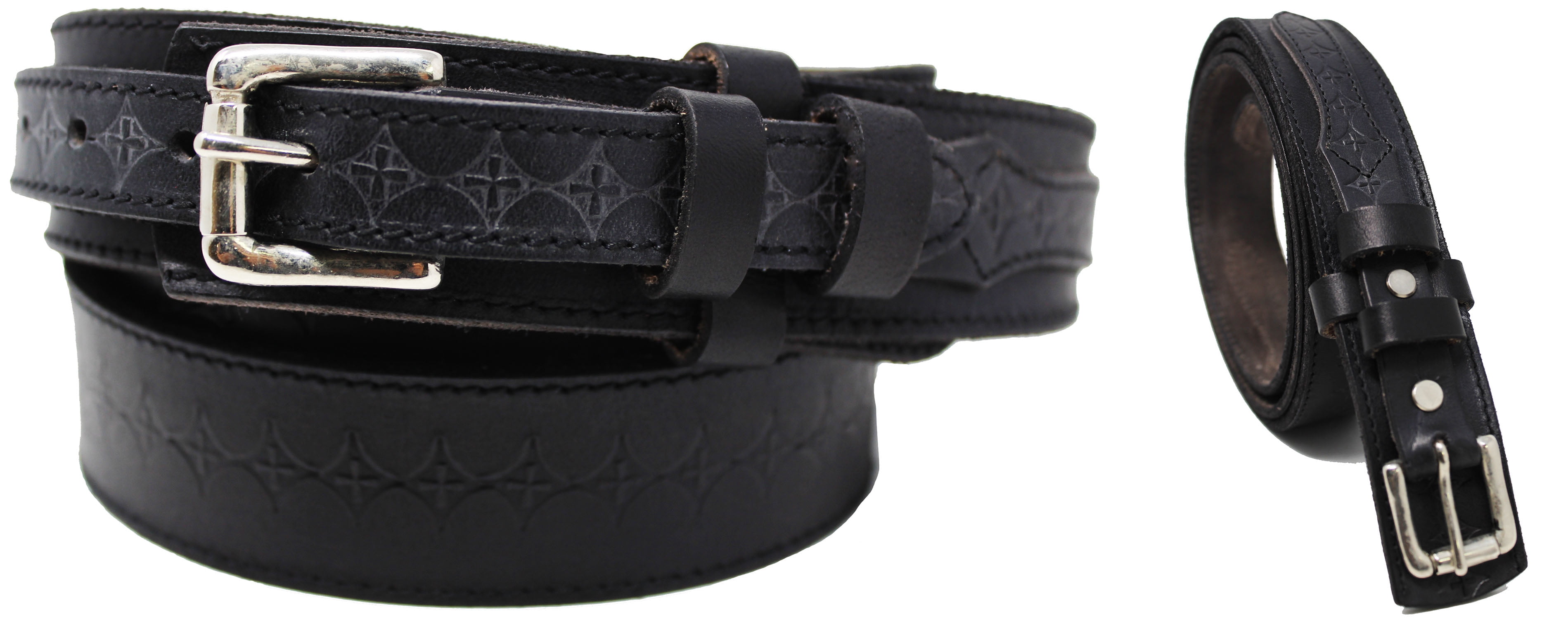 Affilare Men's 100 Leather Casual Jean Dress Ranger Belt Cross Black