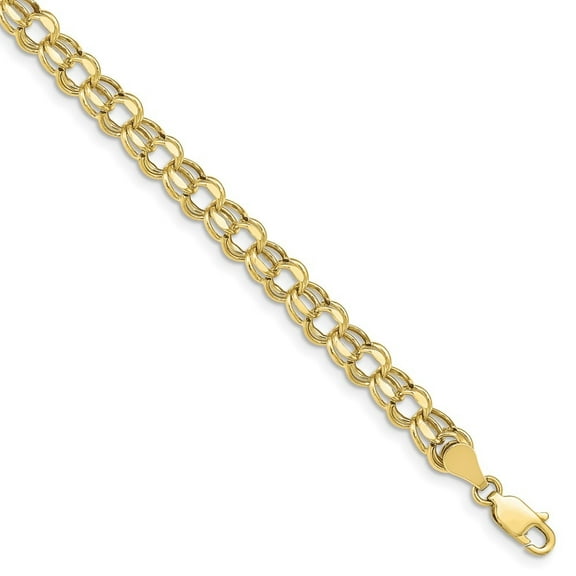 Auriga Fine Jewelry 10K Yellow Gold 5.5mm Hollow Double Link Charm Bracelet 7" for Women