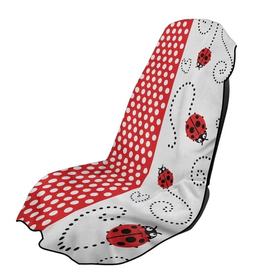 Garronmavis Cute Ladybug Car Seat Cover Towel Non Slip Front Car Seat Towel Cover 1 PC Multi Functional Car Seat Protector for Most Cars SUVs Trucks Sedans Vans