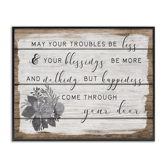 Stupell Industries Cottage Troubles Be Less Country Floral Black Framed Giclee Art, 14 x 11, by Lil' Rue