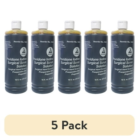 (5 pack) Dynarex Povidone Iodine Surgical Scrub Solution, 16 Fluid Ounces Each - 1 Pack