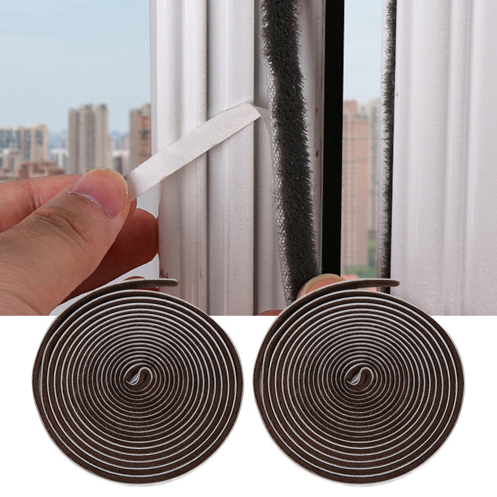 2Pcs 9x5mm Household Dust‑Proof Windproof Door Window Car Self‑Adhesive Sealing Strip Brown 5m Brush Strip 