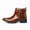 Brown, variant on Men's Crocodile-Embossed Patent Leather Chelsea Boots with Double Buckle Strap, Low Heel Pointed Toe Cowboy Boots