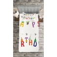 thumbnail image 3 of Ambesonne Birthday Quilted Bedspread Set 2 Pcs, Funny Letters on Faces, Twin Size, Multicolor, 3 of 3