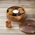 thumbnail image 2 of wooden spice box with wooden 7 bowls for spices for kitchen/ gift item , copper color, 2 of 3