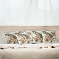 thumbnail image 4 of Ambesonne Leopard Throw Pillow Cover Pack of 4, Tender Abloom Watercolor, 4 Pcs-24" x 24", Peach Ginger and Grey Teal, 4 of 5