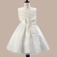 thumbnail image 6 of Fesfesfes Girls Princess Dress Sleeveless Bow A Line Formal Party Gown for Special Occasion Elegant Floral Glitter Tulle Skirt Big Kids Flower Girl Birthday Wedding Outfit(White,3-4 Years), 6 of 9