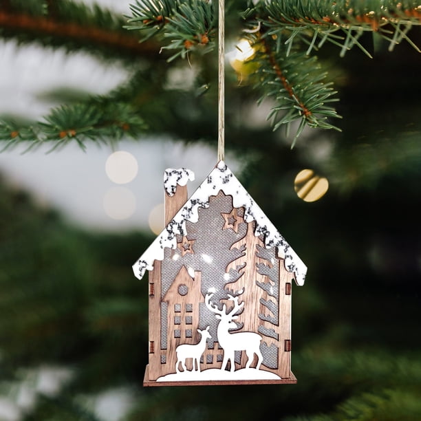 Puntoco Manualidades navideñas de madera Casas de madera Cabañas Iluminación Decoraciones Árboles de Navidad Decoraciones para ventanas Herramientas para crear fiestas cálidas y románticas