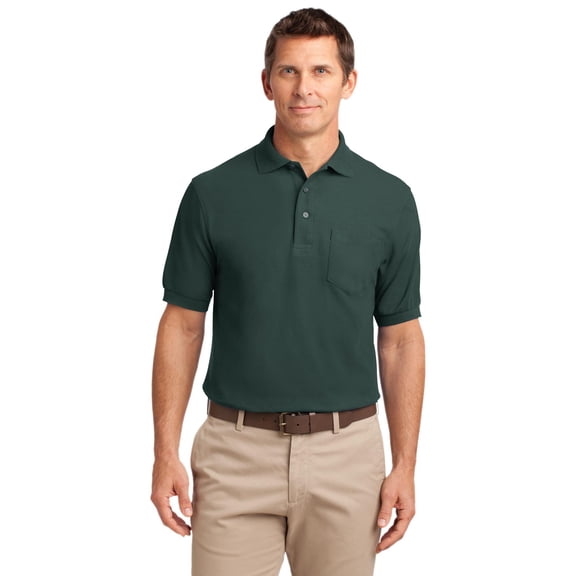 Port Authority Tall Silk Touch Polo with Pocket-2XLT (Dark Green)