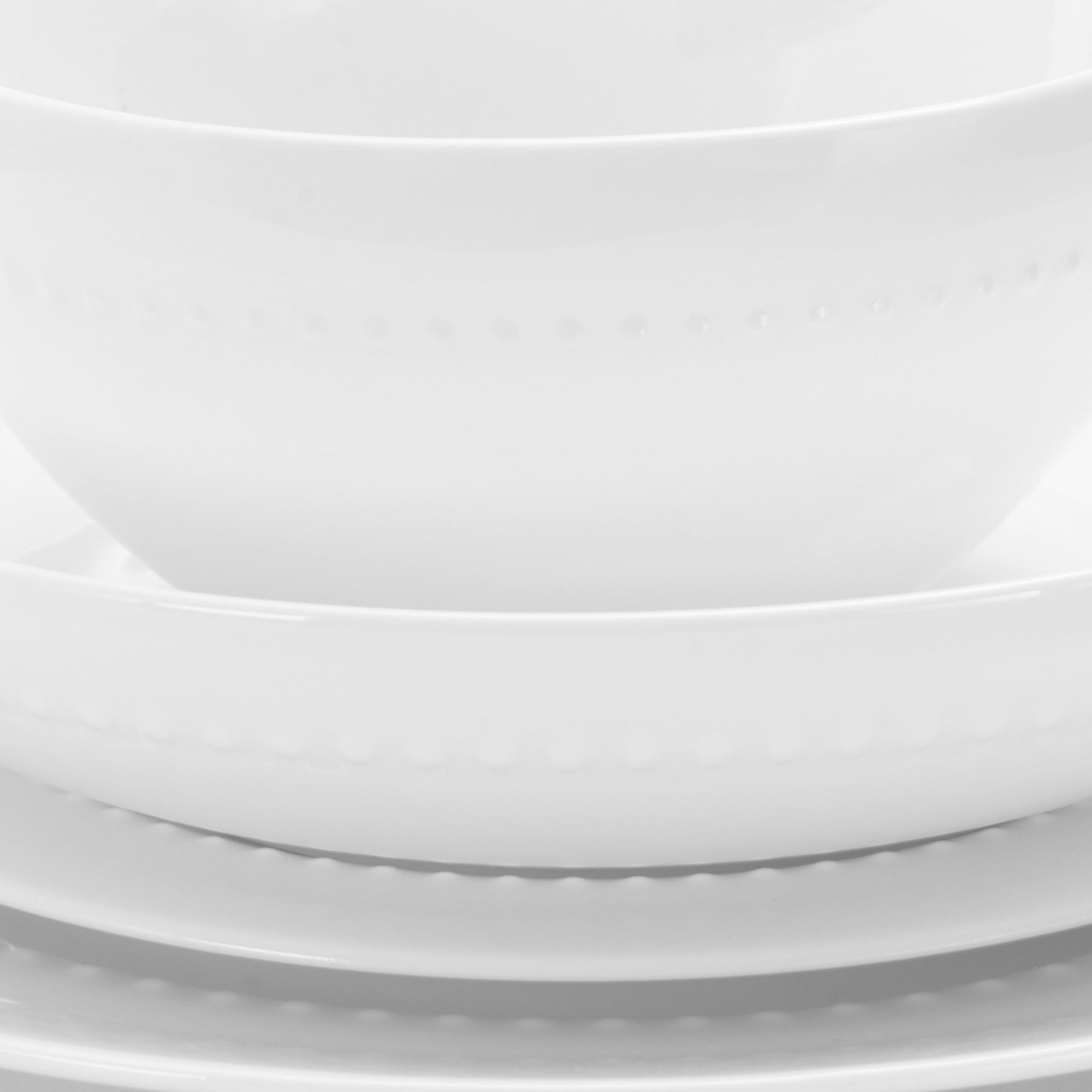 Gibson Elite Gracious Dining 16pc Bone China Double Bowl Dinnerware Set in White