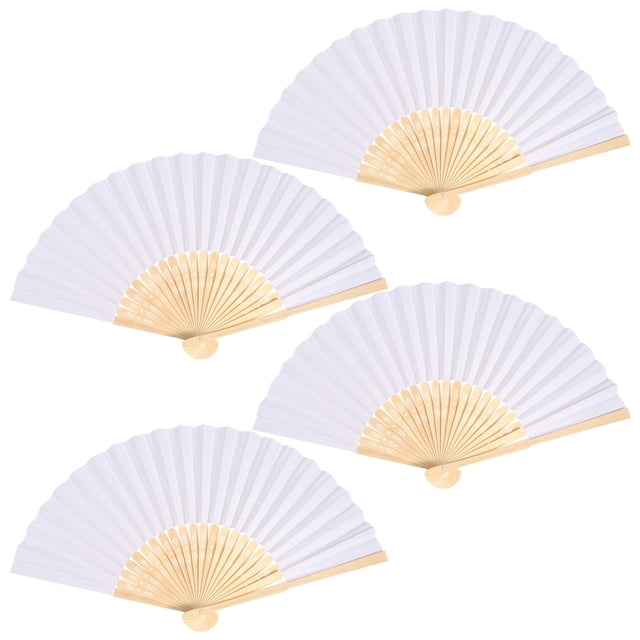 abanicos plegables de 7 pulgadas, color blanco, para decorar y pintar, para niños (blanco)