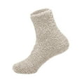 thumbnail image 2 of 1 Pair Coral Fleece Socks for Men and Women, 25 Color Options Thermal Plush Socks, Long Knit Winter Sleep Socks, Non-Shedding Soft House Socks, Cozy Floor Gripper Slipper Socks - Beige, 2 of 3