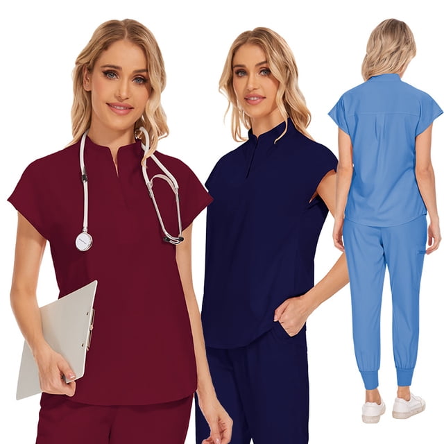 Ropa elástica de secado rápido para lavarse las manos Ropa de médico de manga corta Ropa quirúrgica Ropa de trabajo para salón de belleza para mujeres Conjunto de ropa para cepillos de manos para
