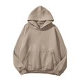 thumbnail image 1 of Women Solid Basic Fleece Letter Loose Hoodie Sweatshirt Long Sleeve Kangaroo Pocket Drop Shoulder Pullovers Top, 1 of 1