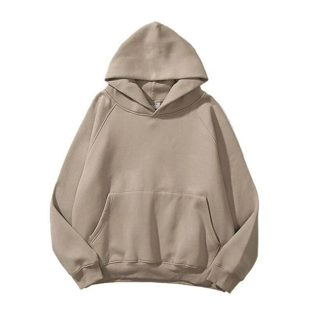 Women Solid Basic Fleece Letter Loose Hoodie Sweatshirt Long Sleeve Kangaroo Pocket Drop Shoulder Pullovers Top