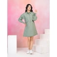 thumbnail image 4 of Sage Green Smock Cuff Button-Front Cotton Poplin Dress, 4 of 5