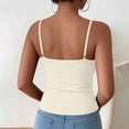 thumbnail image 3 of Womens Racerback Ribbed Tank Tops Soft Stretch V Neck Workout Casual Tops Summer Sleeveless Crop Camisole with Chest Padded Beige L(L), 3 of 4