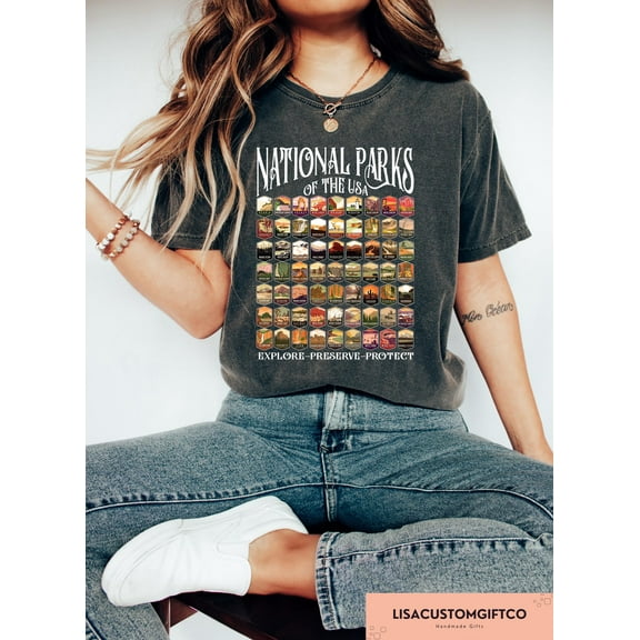 Velto National Parks USA T-shirt, Camping Adventure Graphic Apparel, Nature Hiking Outfit, Family Trip Gift Clothing, Full Size S-5XL