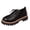 Black, variant on Womens Platform Mary Jane Oxfords Leather Comfortable Vintage Lace up Wingtip Non Slip Dressy Shoes Business Casual Chunky Heels Brown Size 6