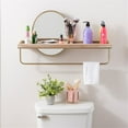thumbnail image 2 of Linon Lila Center Mirror Wood and Metal Wall Shelf in Gold, 2 of 13
