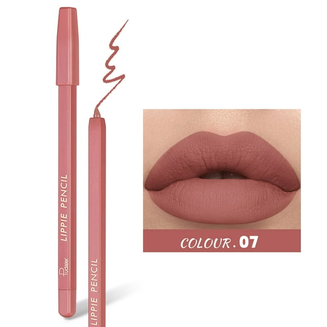 Today Discount Naittoop 12 Colors Lip Liner Pen Set Long-Lasting Waterproofed Sweatproof Easy Coloring Non-fading Color Rendering Lip Gloss Set Beauty Makeup