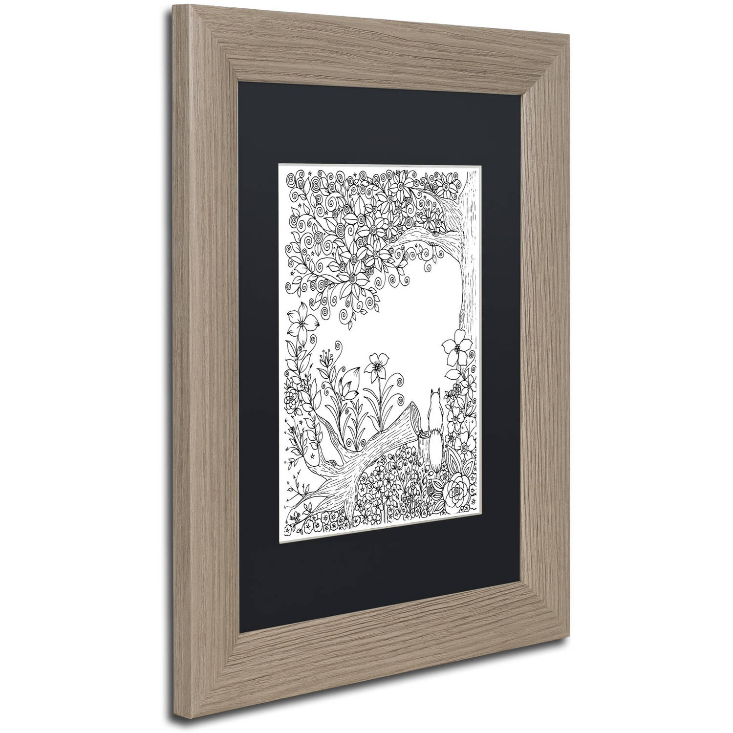 Trademark Fine Art "Fallen Tree" Canvas Art by KCDoodleArt Black Matte, Birch Frame