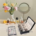 thumbnail image 5 of Jewelry Box for Women Girls, 2 Layers Jewelry Organizer Container with Lock, PU Leather Storage Case with Removable Tray, 5 of 5