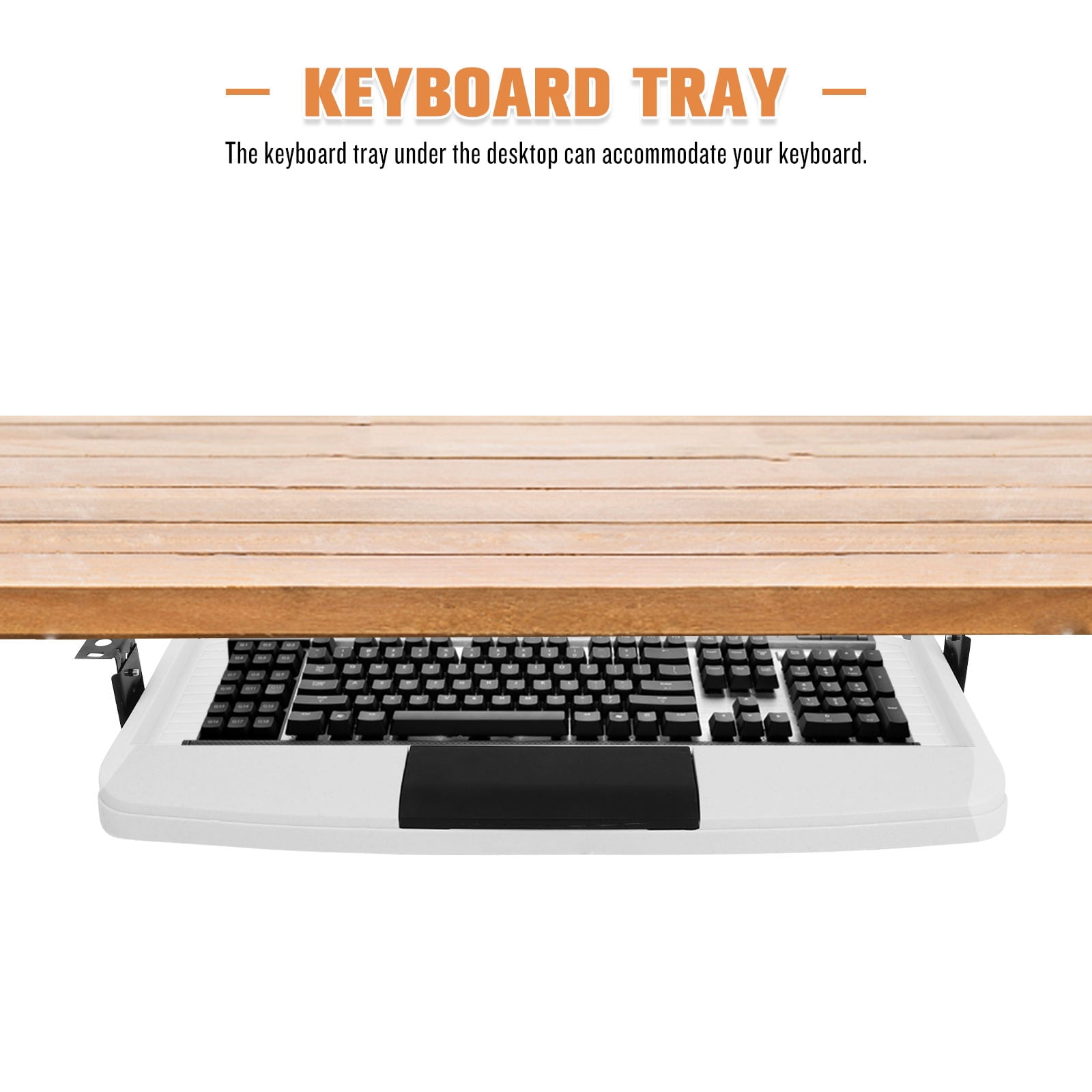 OFFIGAM White Slide Out Keyboard Tray with ABS Material, Office Desk Organizer for Enhanced Workspace Efficiency