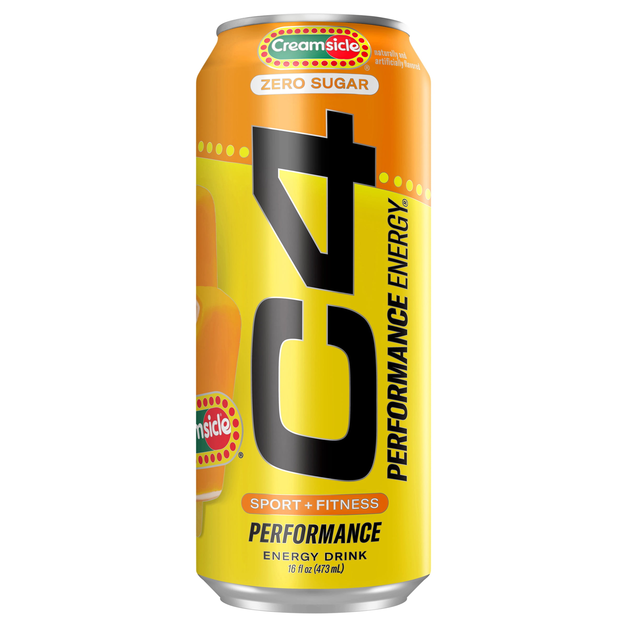 (4 pack) C4 Performance Energy Drink, Orange Creamsicle, 16oz, Single Can