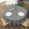 thumbnail image 3 of Black and White Checkered Pattern Round Tablecloth 60"x60",Wrinkle Wipeable Table Cloth for Kitchen Dining Room Picnic Patio Party, 3 of 6