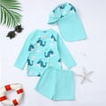 thumbnail image 5 of Hienoo Boys 3Pcs Swimsuit Dinosaur Print Long Sleeve Zipper Rash Guard & Swim Trunks & Swim Hat, Sizes 3M-3T, 5 of 5
