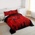 thumbnail image 3 of Homewish Cartoon Red Gamepad Full Size Comforter Sets for Teens, Modern Game Console Bedding Comforter Set, Chic Stripes Abstract Reversible Bedding Sets, Breathable Home Decor, 3pcs, 3 of 8
