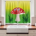 thumbnail image 2 of Ambesonne Trippy Mushroom Kitchen Curtains, Pattern With An Eye, 55"x24", Yellow Vermilion and Green, 2 of 3
