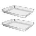 thumbnail image 1 of Dosaele Toaster Oven Pans Set of 2 Stainless Steel Toaster Oven Tray Rectangle Size 9 x 7 x 1 inch  Rust Free & Deep Edge  Thick & Sturdy  Easy Clean & Dishwasher Safe, 1 of 7