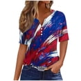thumbnail image 2 of Giftesty Blouses for Women Dressy Casual Women's Casual Independence Day Printed Short Sleeved V-neck Button Top, 2 of 5