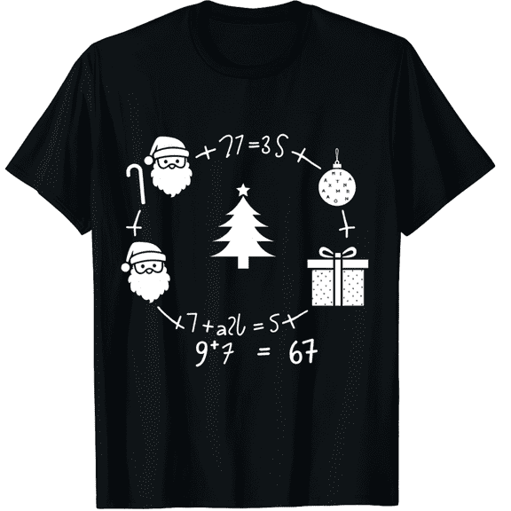 Funny 67 Meme Christmas Math Teacher Santa Six Seven Puzzle T-Shirt (Men's, Women's)