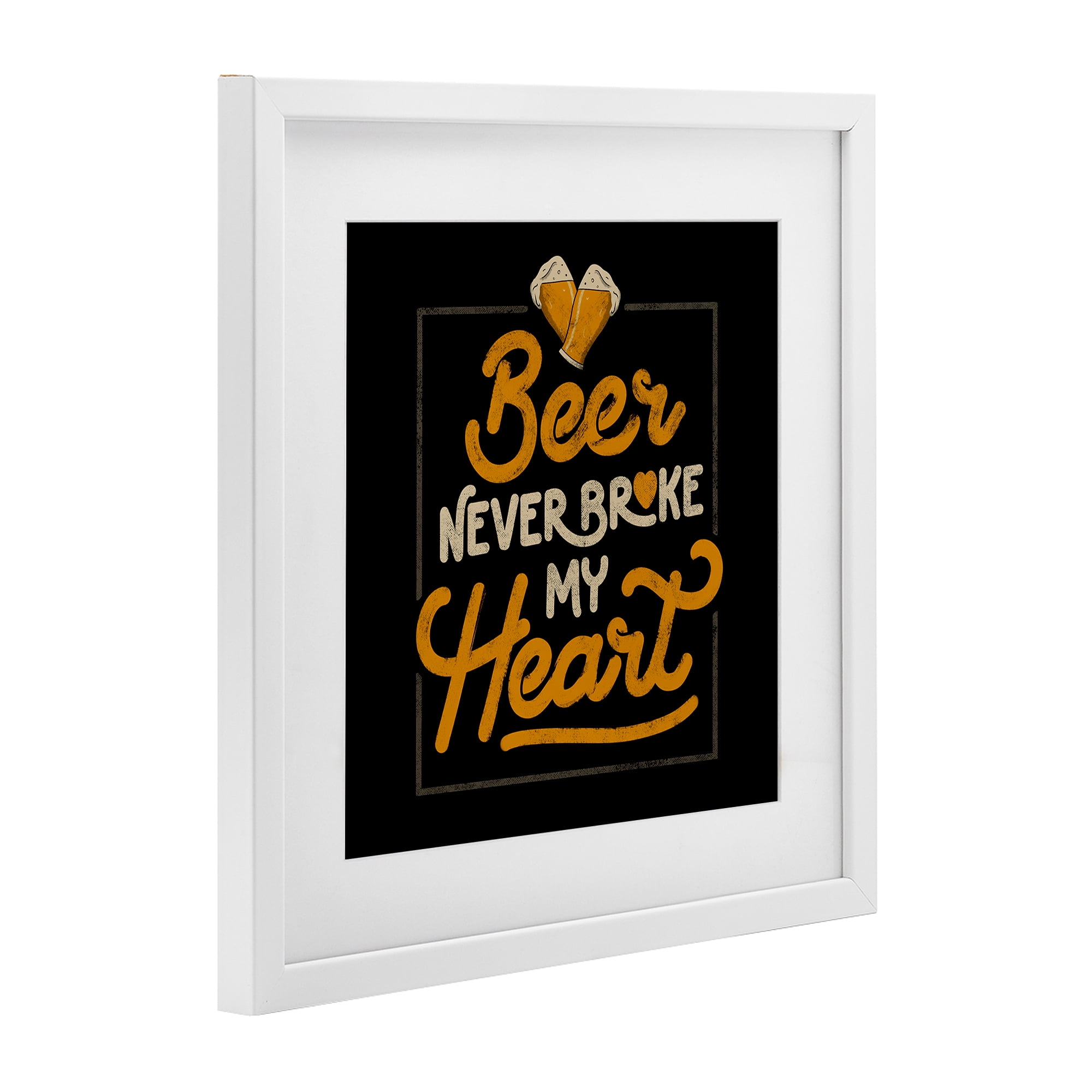 Stupell Industries Beer Never Broke My Heart White Framed Print Under Glass, design by EduEly Designs