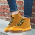 thumbnail image 1 of Bmisegm Bottes Courtes Décontractées Plates à Lacets en Cuir à Bout Rond Rétro pour Femmes Jaune 9, 1 of 7