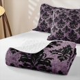 thumbnail image 4 of jejeloiu Dramatic Damask Twin Quilt Set,Gothic Print Twin Coverlet Set For Adults,Purple Black,2pcs, 4 of 7