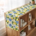 thumbnail image 6 of Botanical Lemon 70 Inch Table Runner, Spring Countryside Floral Blue Tile Farmhouse Dresser Scarf Cotton & Linen Tablerunner for Dining/Kitchen Island/Holiday Party Décor 13" x 70", 6 of 9