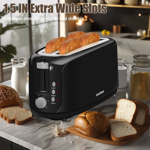 Toaster 4 Slice, Digital Stainless Toaster for Bagel, Defrost, Reheat, Dual Control, Removable Crumb Tray
