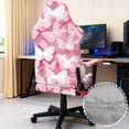 thumbnail image 5 of HUIACONG Pink Butterfly Gaming Chair Covers 4 Pieces Anti-Scratch Gaming Chair Protective Cover from Cats with Zipper All-Season Weather Resistant Machine Washable, 5 of 6