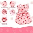 thumbnail image 4 of Girl Dog Dresses, Strawberry Printed Dog Clothes Cute Cotton Extra Summer Bow Decor Printed Strawberry Dog Birthday Outfit Bow Decoration Cotton Puppy Clothes Pink Cat Clothes Pet Dress, 4 of 6