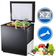 Auseo 2.5 cu. ft. Chest Freezer with 2 baskets Free Standing Top open Door Deep Compact Freezer Suitable for Home/RV/Kitchen/Office-Black