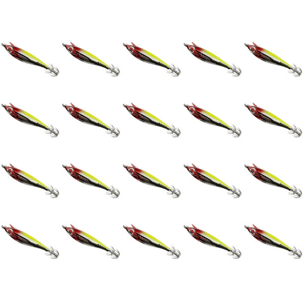 Señuelo Pesca Luminoso Anzuelos Calamar Anzuelo Artificial Cebos Jigging () Rojo Y Amarillo