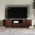 thumbnail image 2 of 71" Fluted TV Stand with Power Outlet for TVs up to 80", TV Console with Adjustable Shelves and Sliding Door,Mid Century Modern Entertainment Center for Living Room,Bedroom (Walnut), 2 of 9