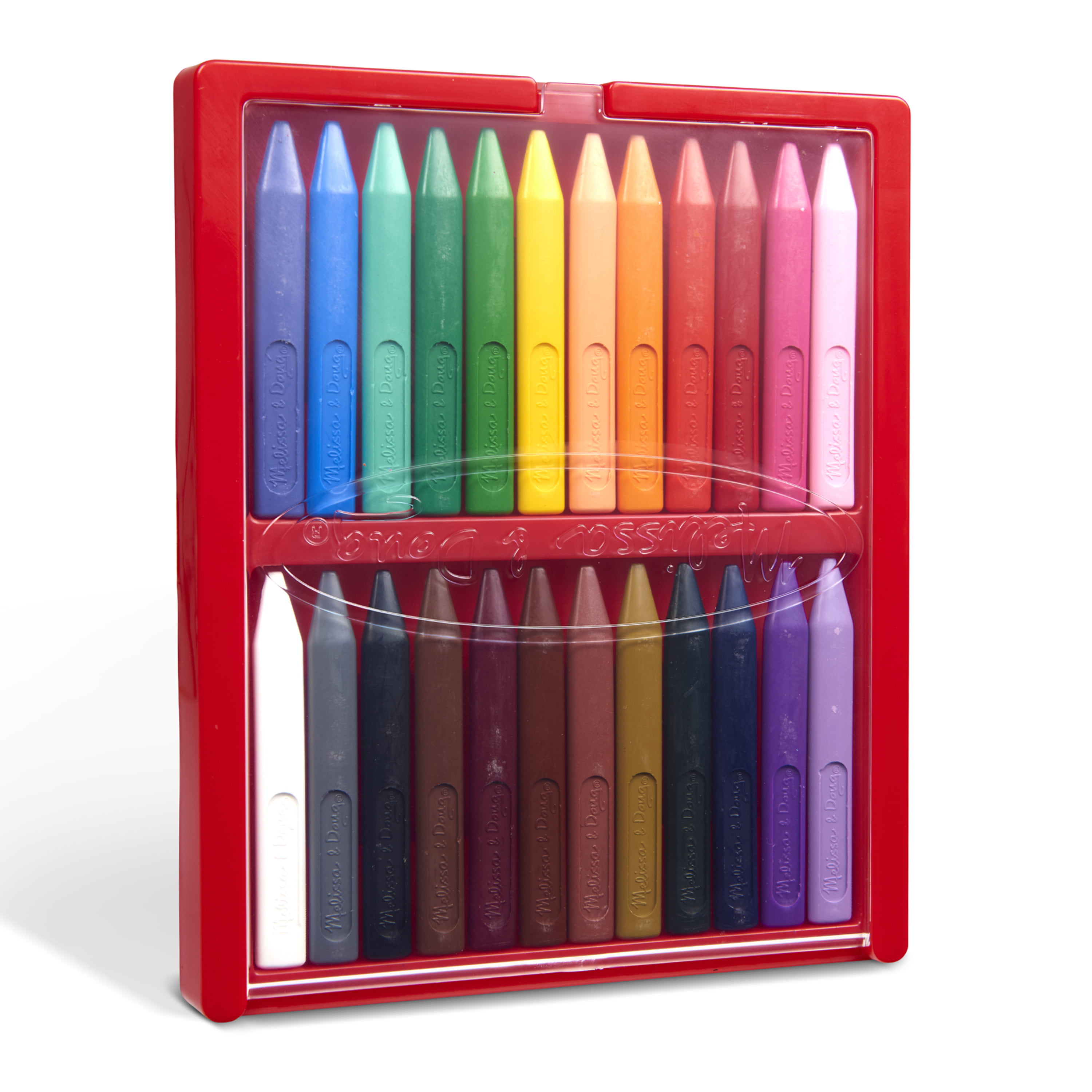 Melissa & Doug Triangular Crayons - 24-Pack in Flip-Top Case, Non-Roll